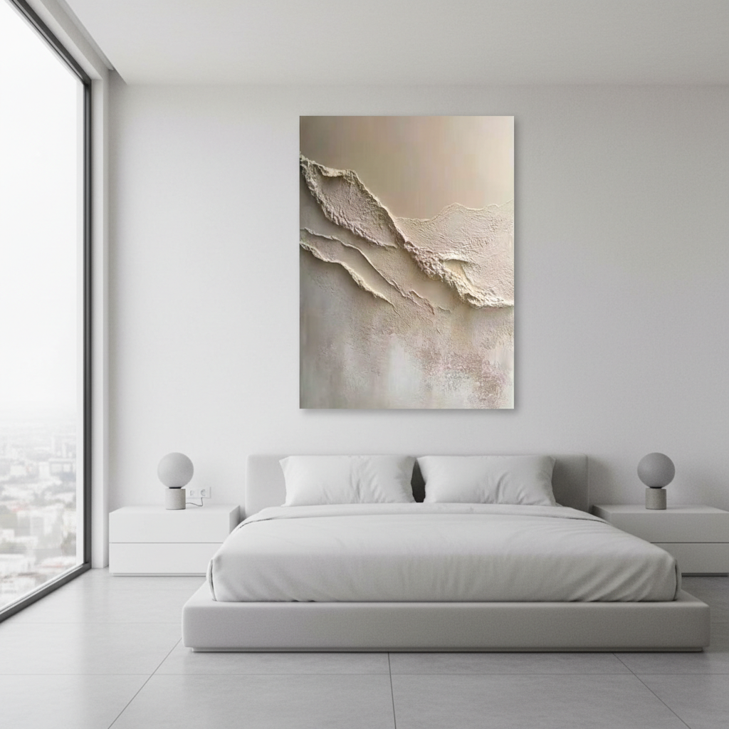 Organic Wabi-Sabi Wall Decor | Textured Neutral Abstract in Sand and Cream #ZZ 271