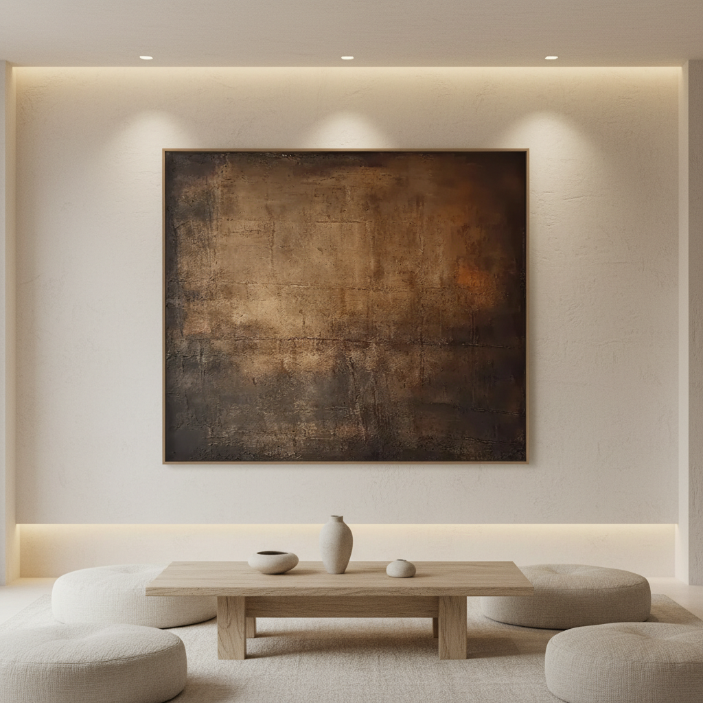 Earth Tone Abstract Canvas Art | Minimalist Brown Wall Decor #ZZ 268