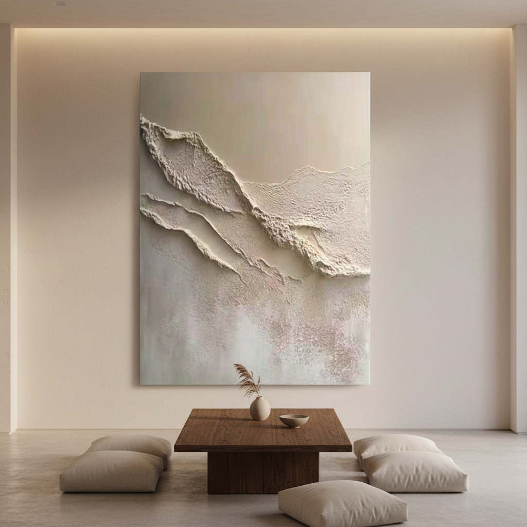 Modern Boho Textured Canvas Art | Minimalist Scandi-Style Neutral Painting