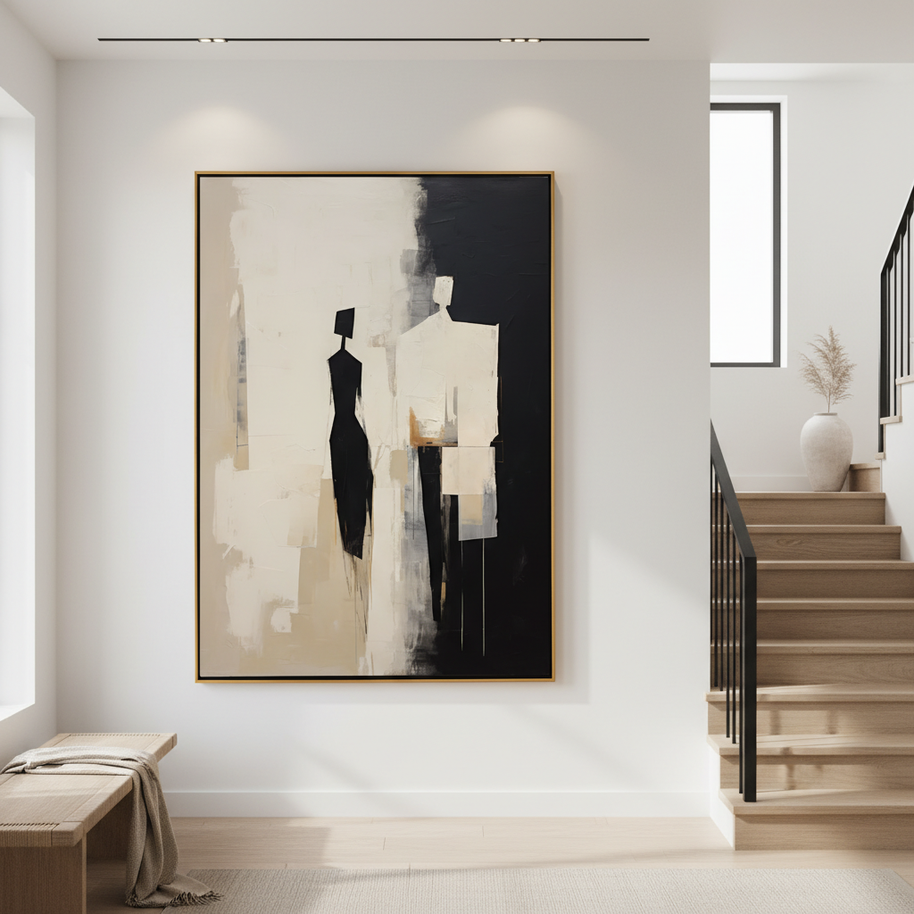 Minimalist Shadow & Light Art - Contemporary Couple Canvas Decor