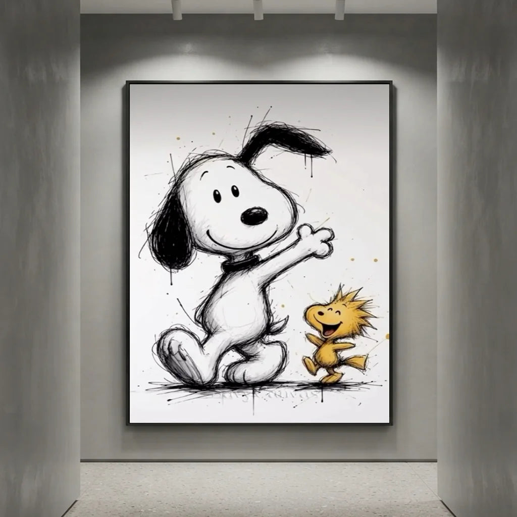 Snoopy Oil Painting, Cartoon Canvas Wall Art #SS 382
