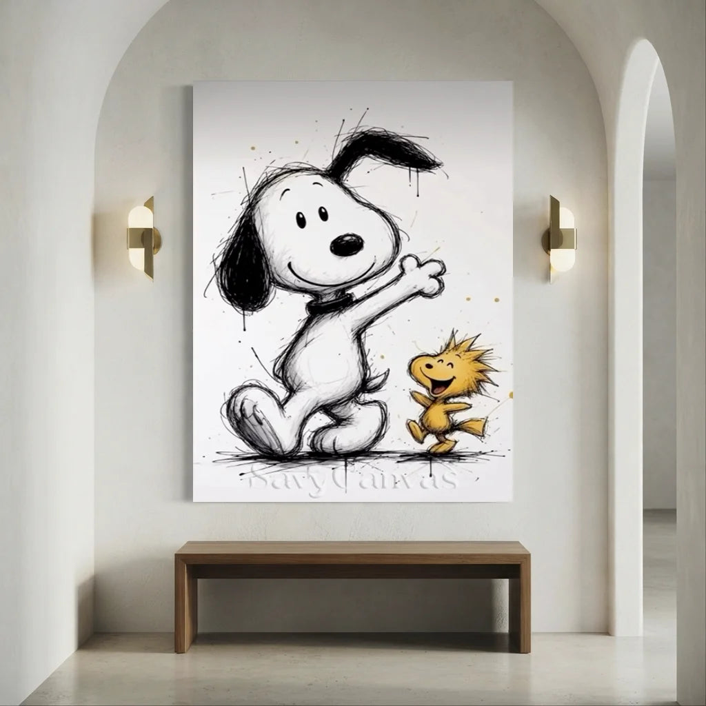 Snoopy Oil Painting, Cartoon Canvas Wall Art #SS 382