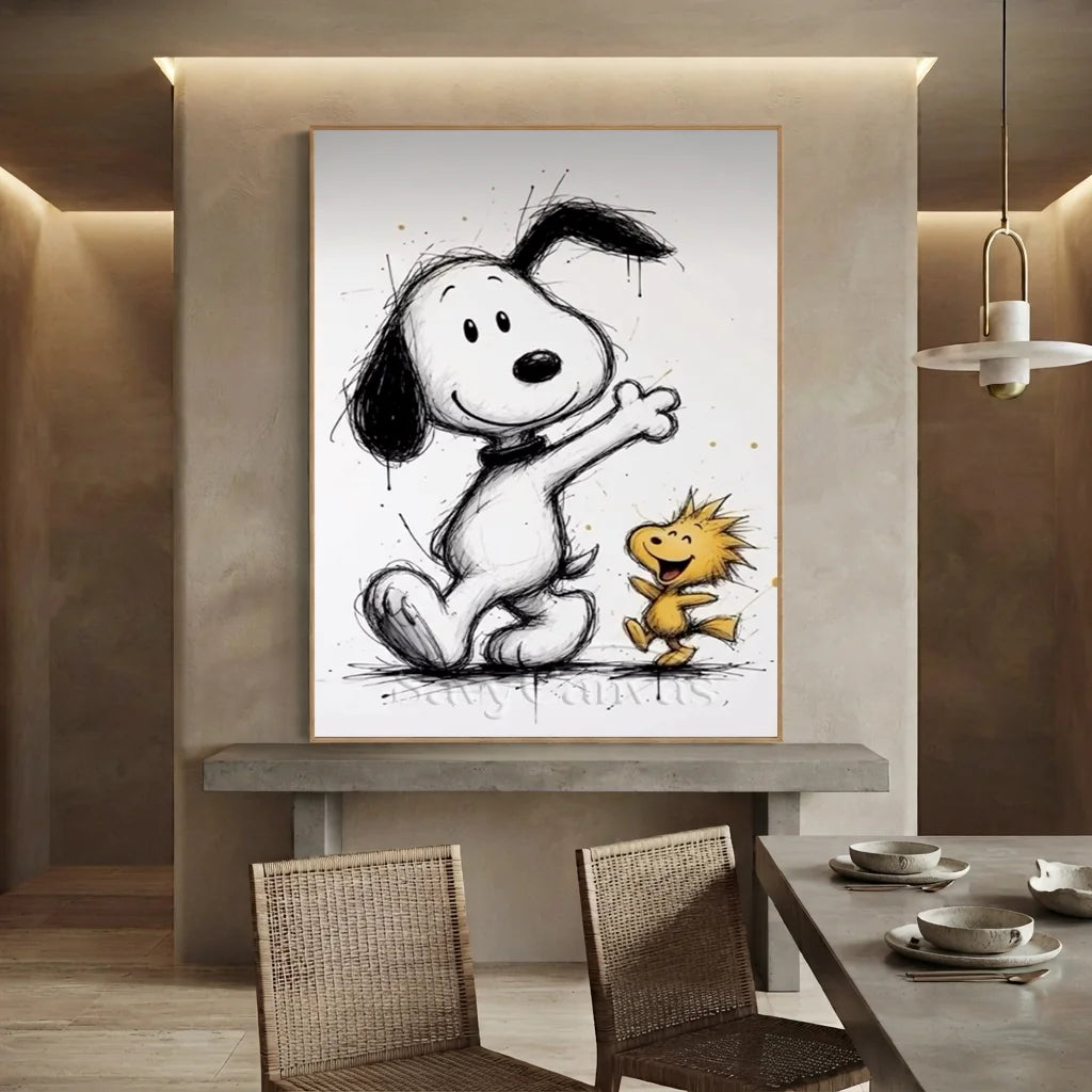 Snoopy Oil Painting, Cartoon Canvas Wall Art #SS 382