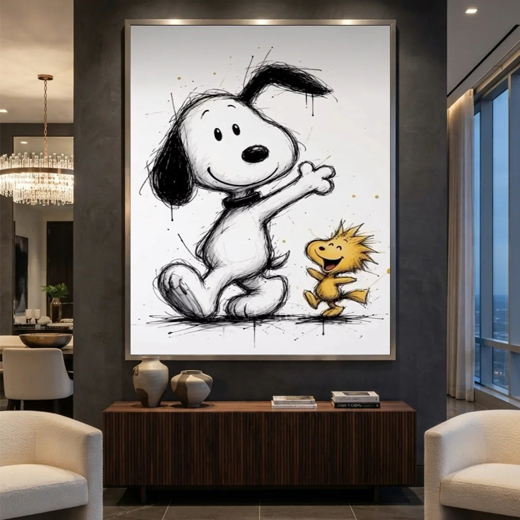Snoopy Oil Painting, Cartoon Canvas Wall Art #SS 382