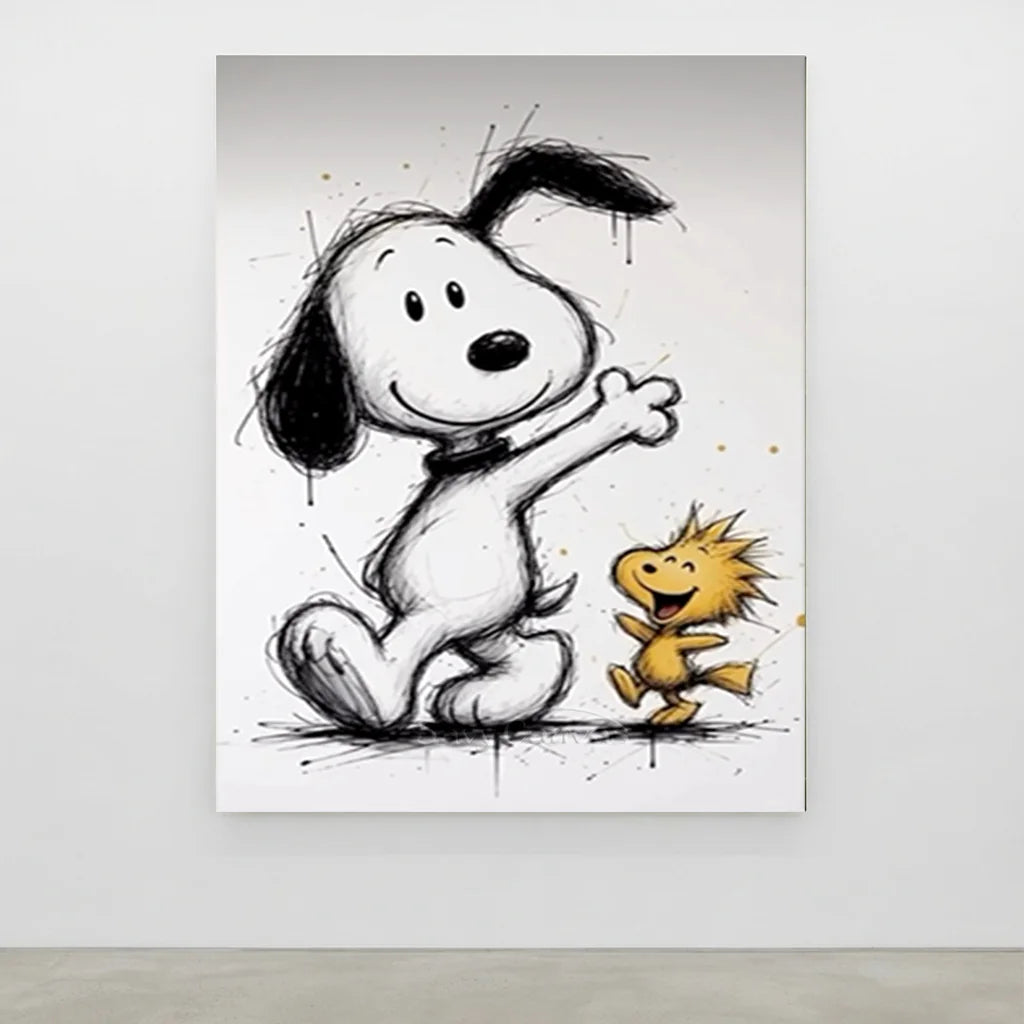 Snoopy Oil Painting, Cartoon Canvas Wall Art #SS 382