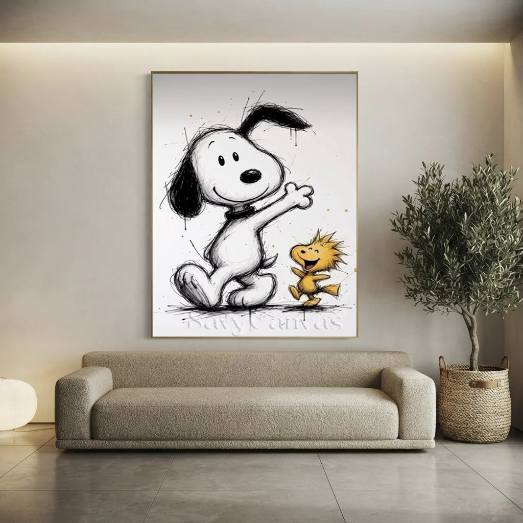 Snoopy Oil Painting, Cartoon Canvas Wall Art #SS 382