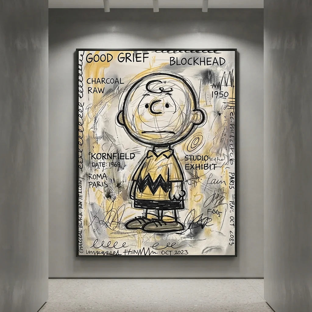 Charlie Brown Oil Painting, Cartoon Canvas Art #SS 384