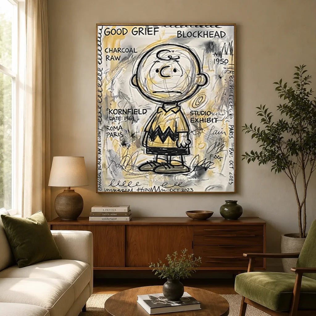 Charlie Brown Oil Painting, Cartoon Canvas Art #SS 384