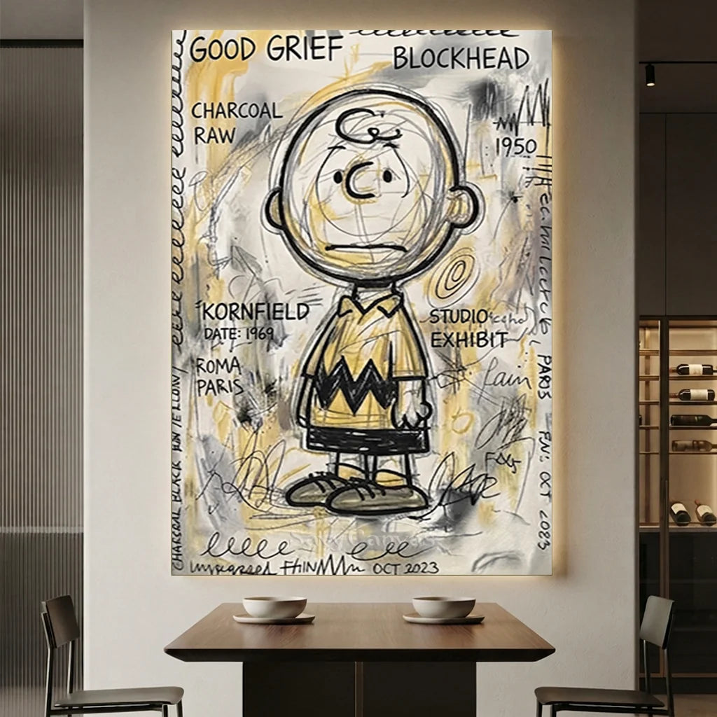 Charlie Brown Oil Painting, Cartoon Canvas Art #SS 384
