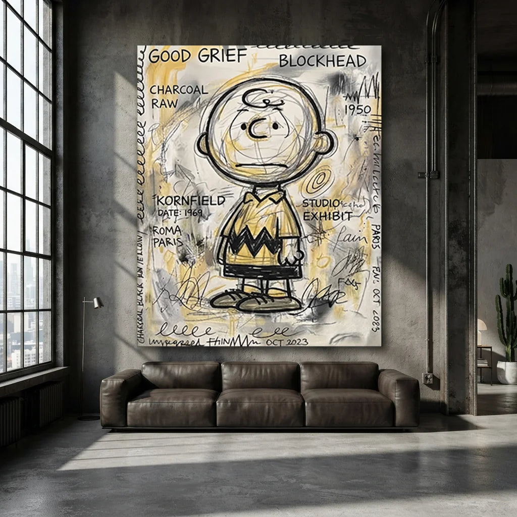 Charlie Brown Oil Painting, Cartoon Canvas Art #SS 384