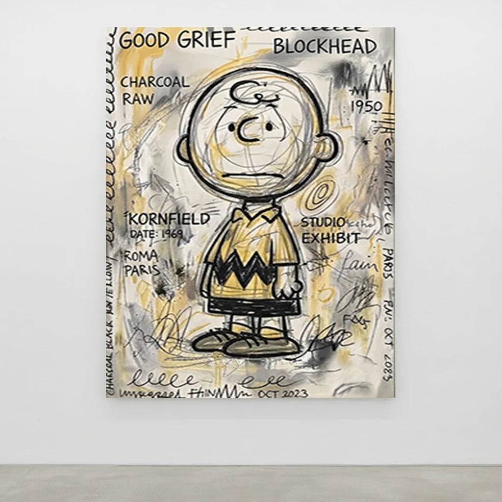 Charlie Brown Oil Painting, Cartoon Canvas Art #SS 384