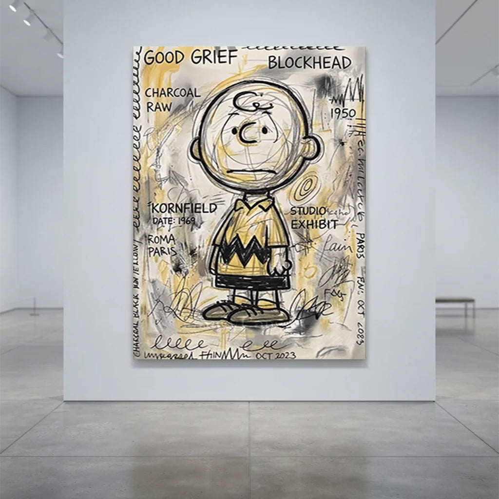Charlie Brown Oil Painting, Cartoon Canvas Art #SS 384
