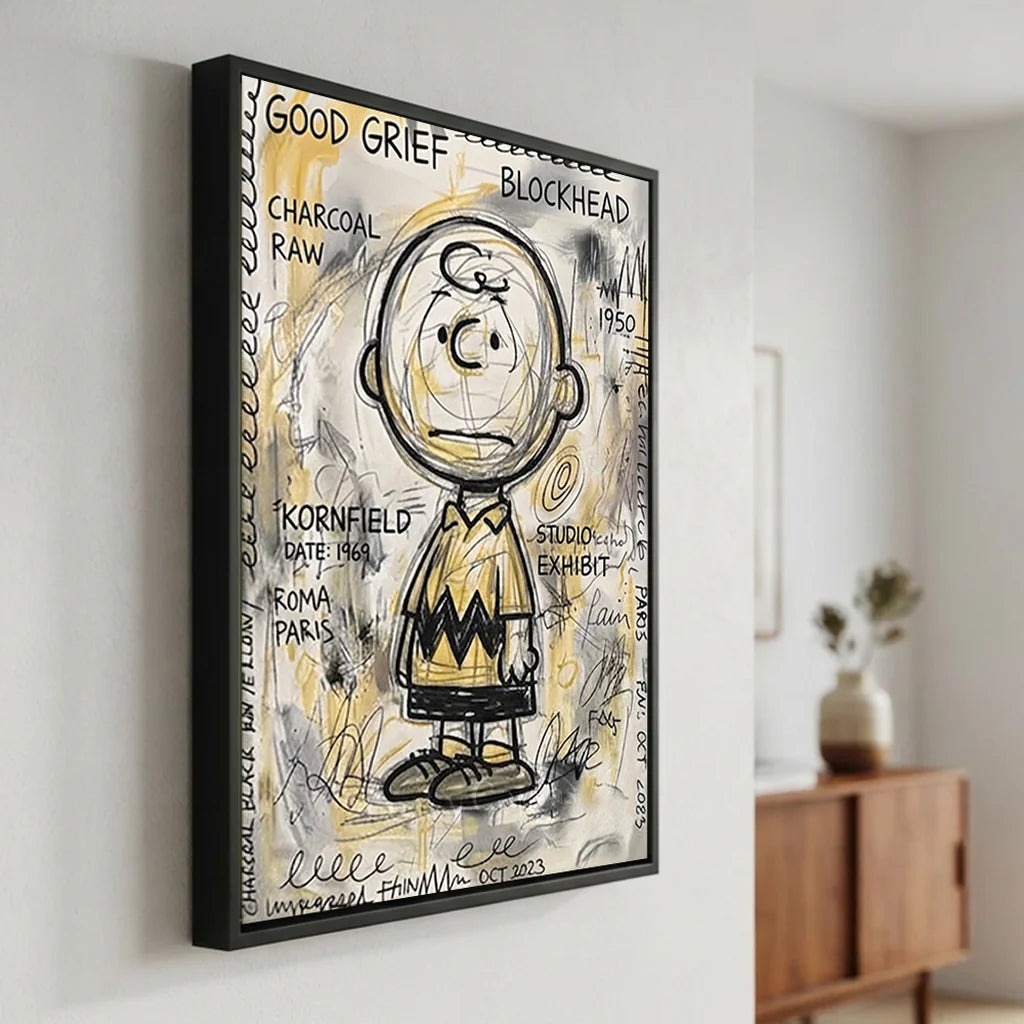 Charlie Brown Oil Painting, Cartoon Canvas Art #SS 384