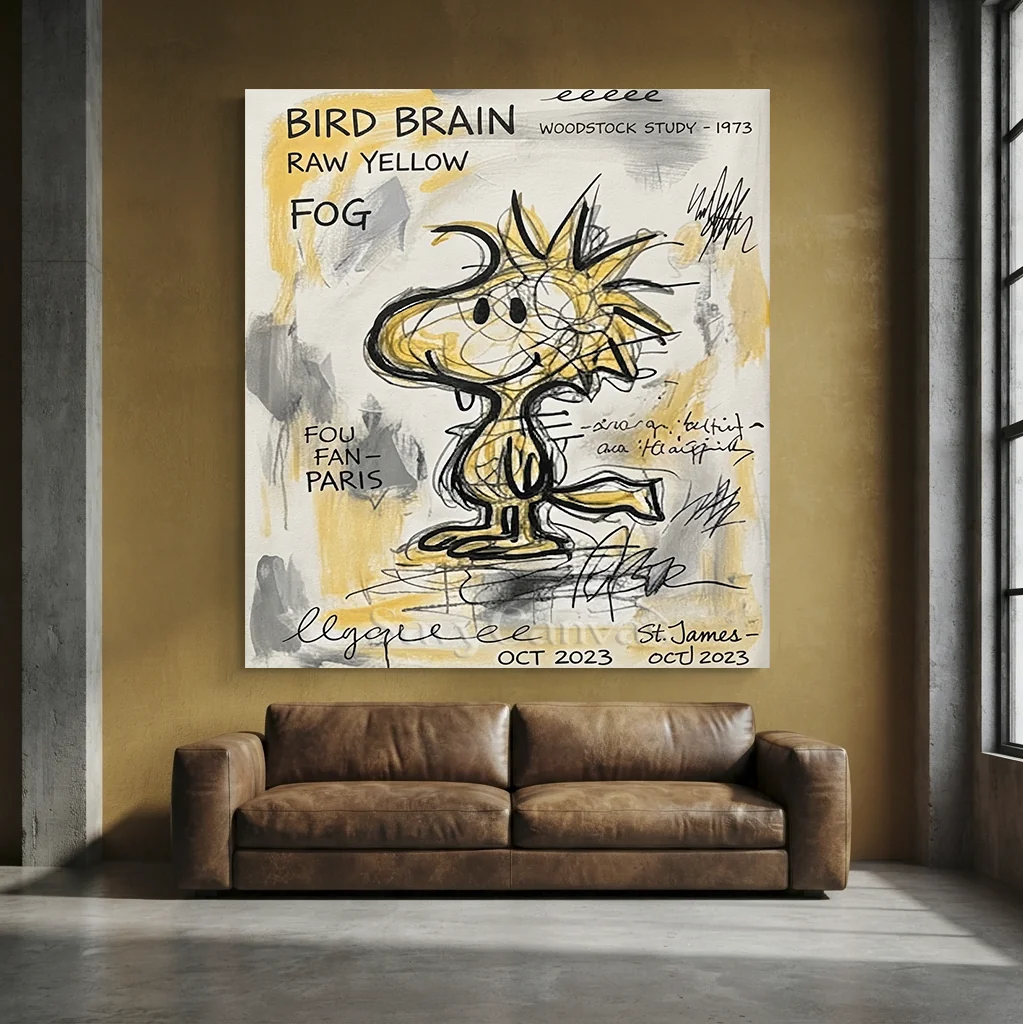 Modernism Woodstock Oil Painting, Cartoon Canvas Art #SS 385