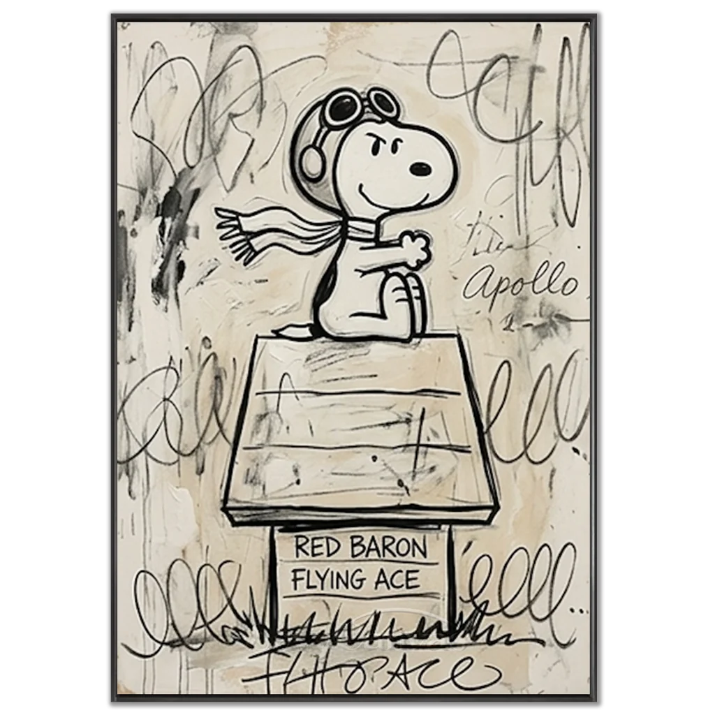 Pop Art Snoopy Flying Ace Oil Painting - Beige #SS 389