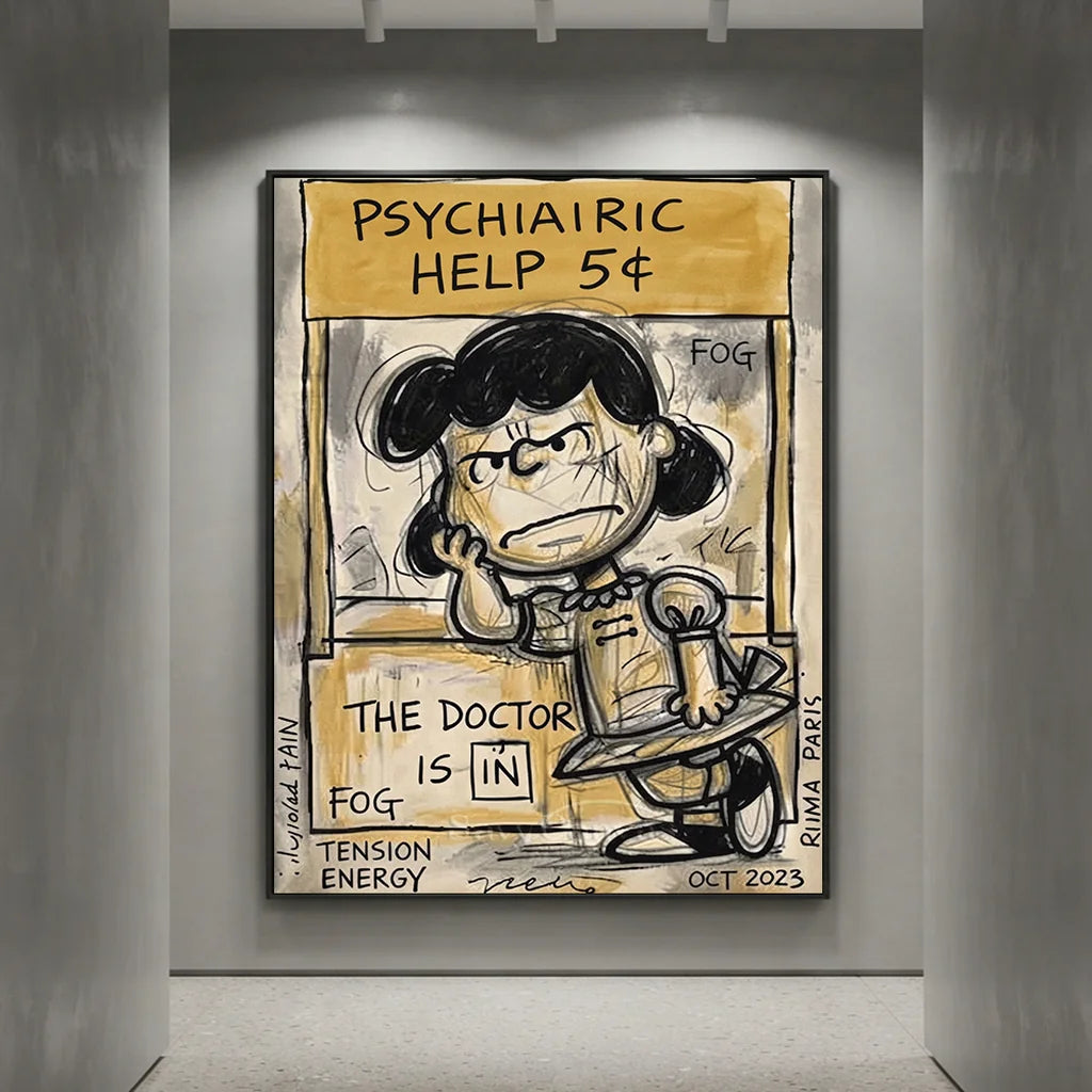 Handmade Pop Art Lucy Psychiatric Help Oil Painting #SS 399