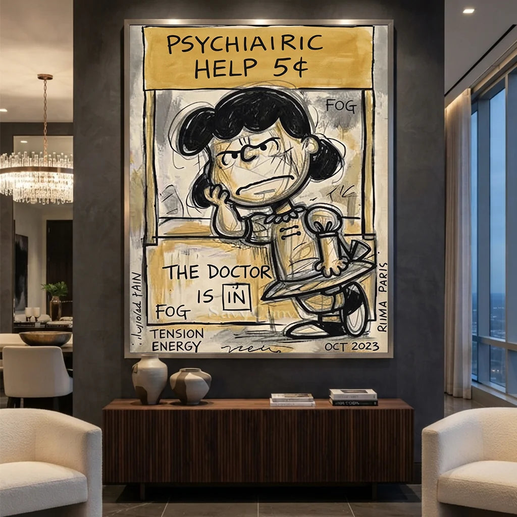 Handmade Pop Art Lucy Psychiatric Help Oil Painting #SS 399