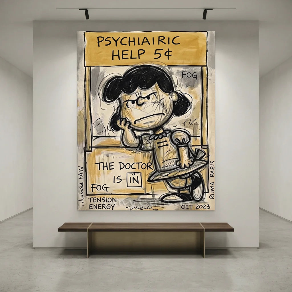 Handmade Pop Art Lucy Psychiatric Help Oil Painting #SS 399