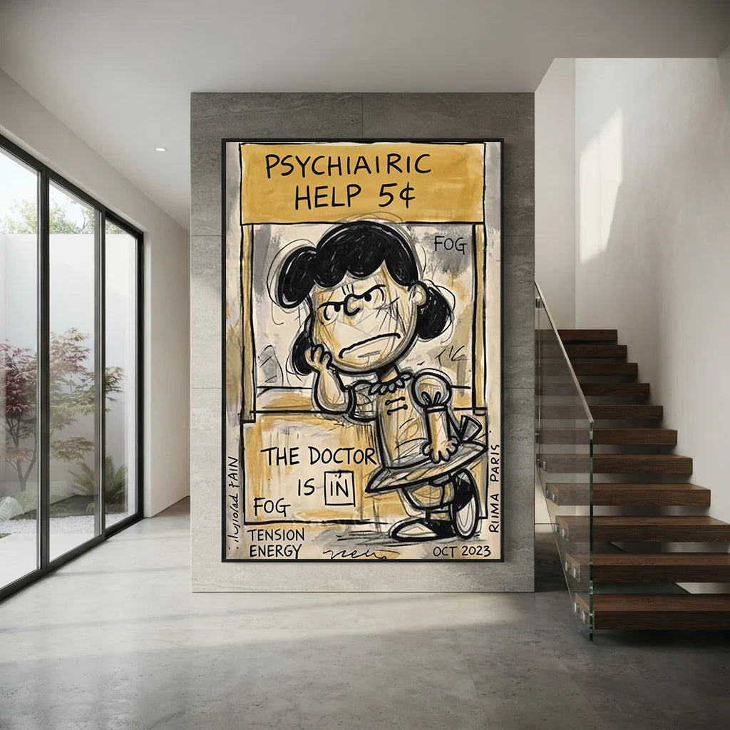 Handmade Pop Art Lucy Psychiatric Help Oil Painting #SS 399