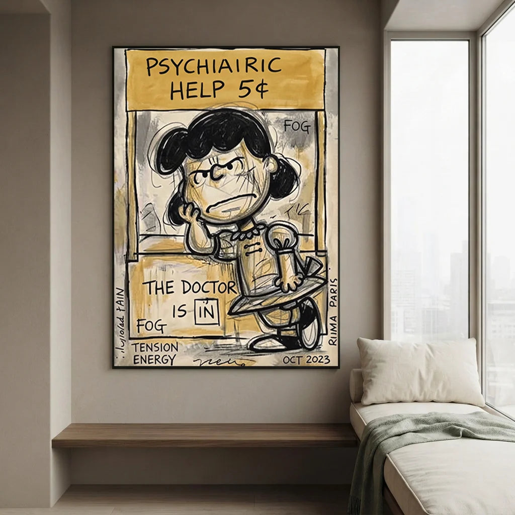 Handmade Pop Art Lucy Psychiatric Help Oil Painting #SS 399