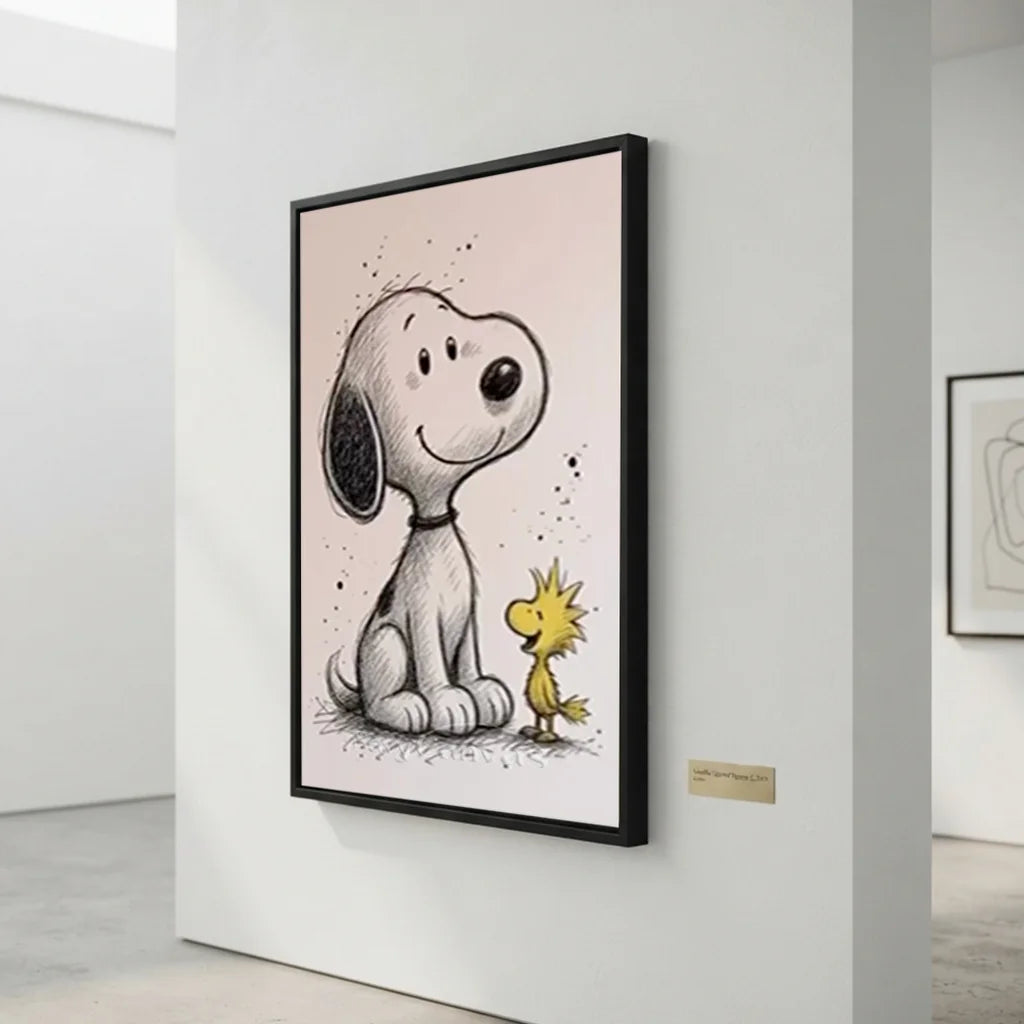 Handmade Sketch Style Snoopy & Woodstock Oil Painting #SS 392
