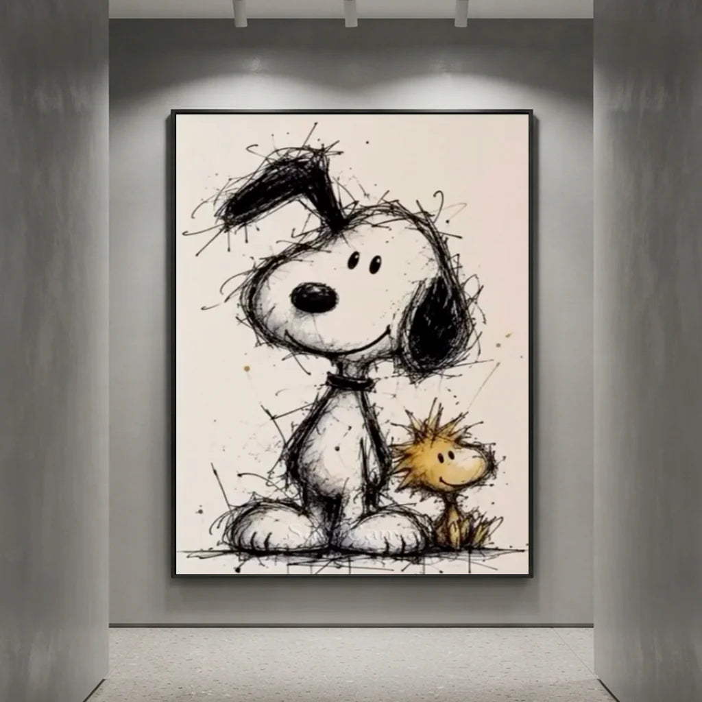 Handmade Pop Art Snoopy & Woodstock Oil Painting #SS 393