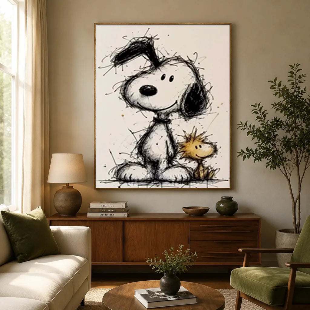 Handmade Pop Art Snoopy & Woodstock Oil Painting #SS 393