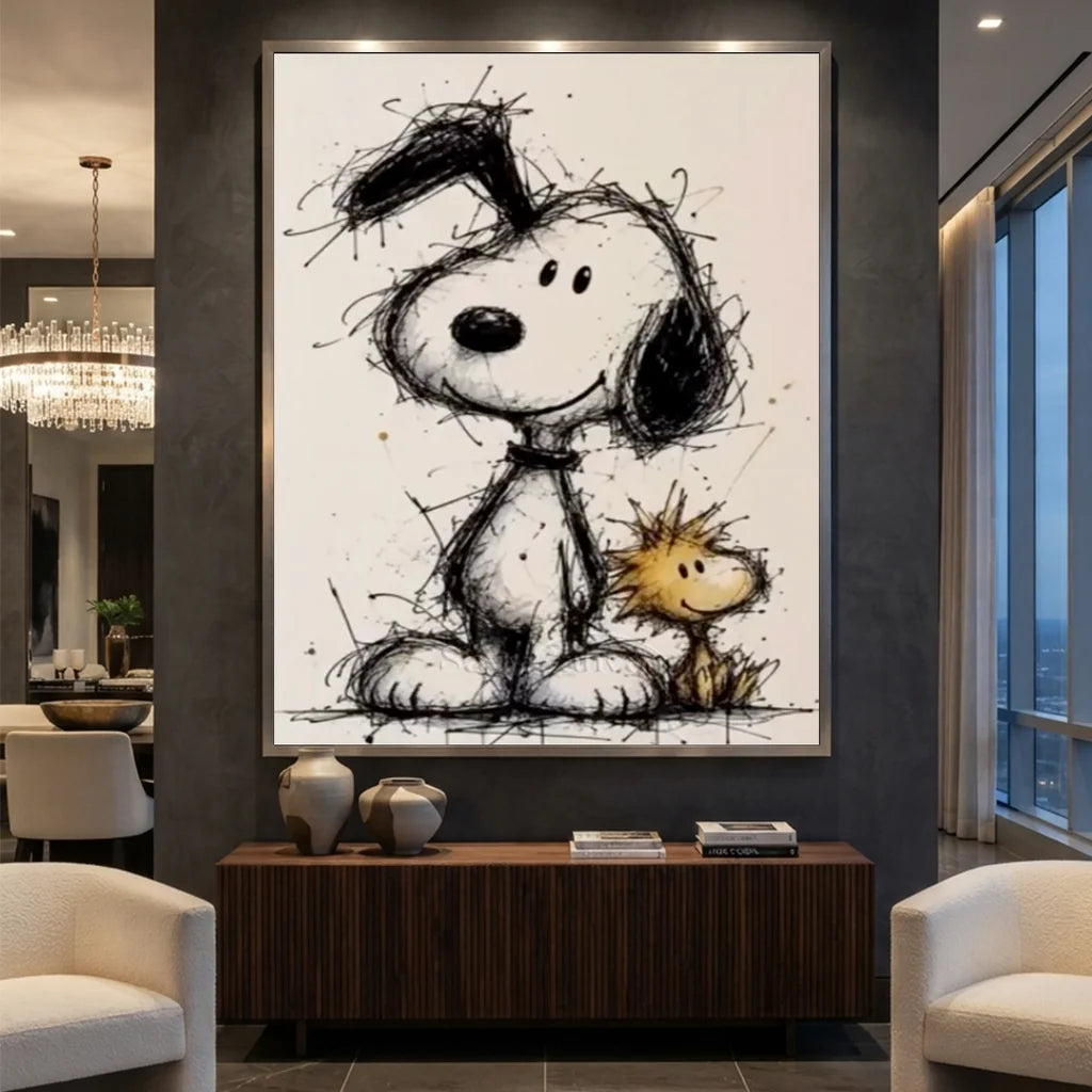 Handmade Pop Art Snoopy & Woodstock Oil Painting #SS 393