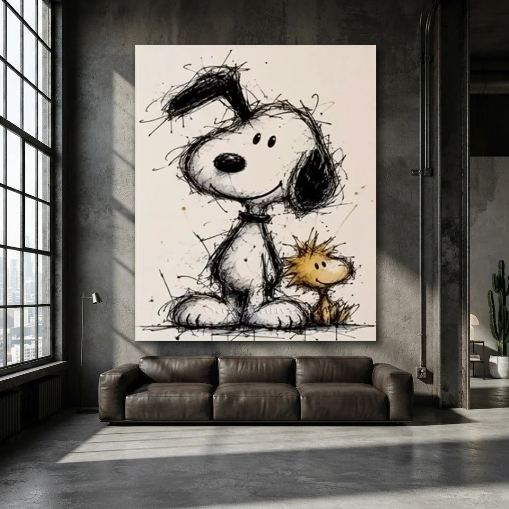 Handmade Pop Art Snoopy & Woodstock Oil Painting #SS 393