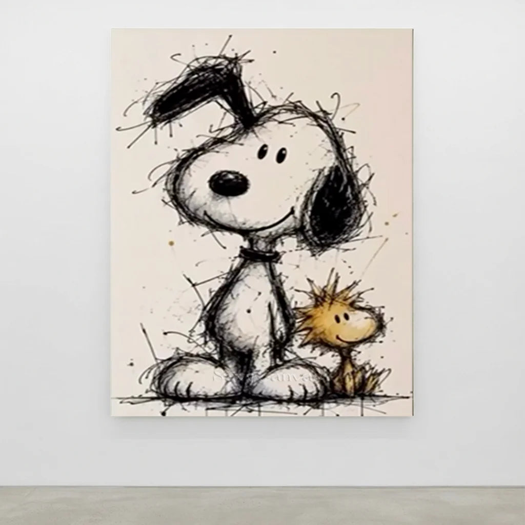 Handmade Pop Art Snoopy & Woodstock Oil Painting #SS 393