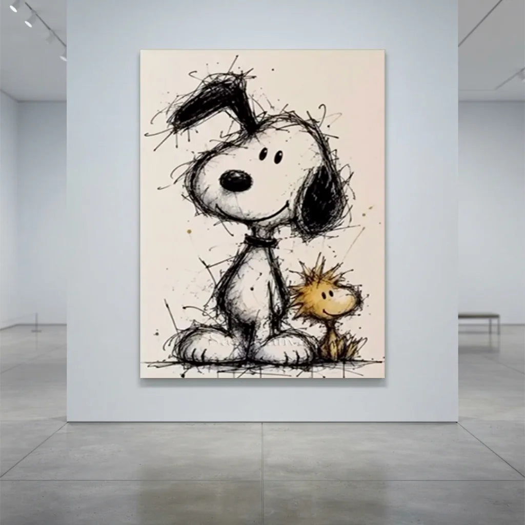 Handmade Pop Art Snoopy & Woodstock Oil Painting #SS 393