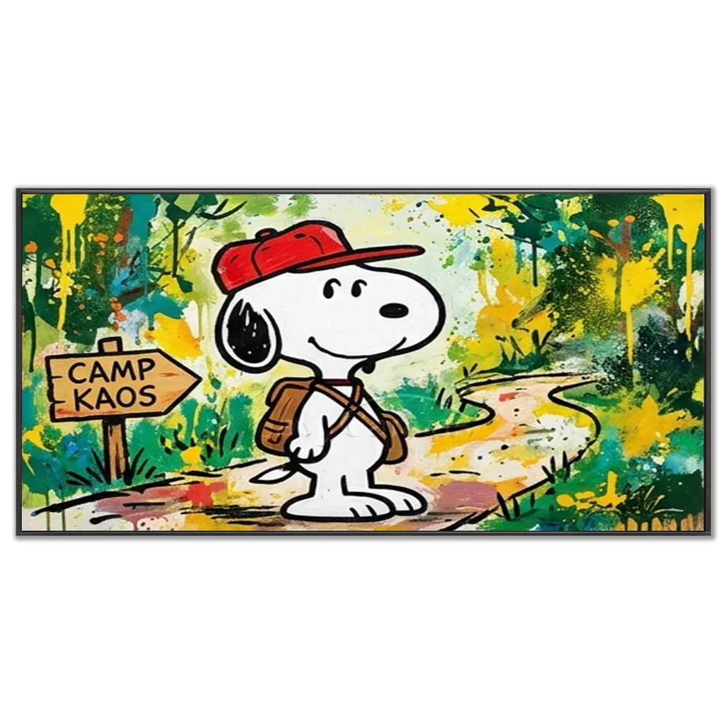 Pop Art Snoopy Camping Handmade Canvas Painting #SS 403