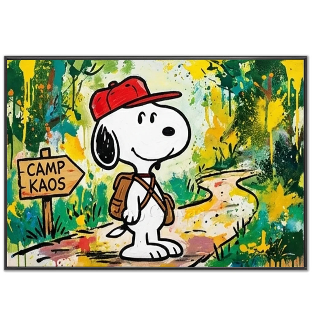 Pop Art Snoopy Camping Handmade Canvas Painting #SS 403