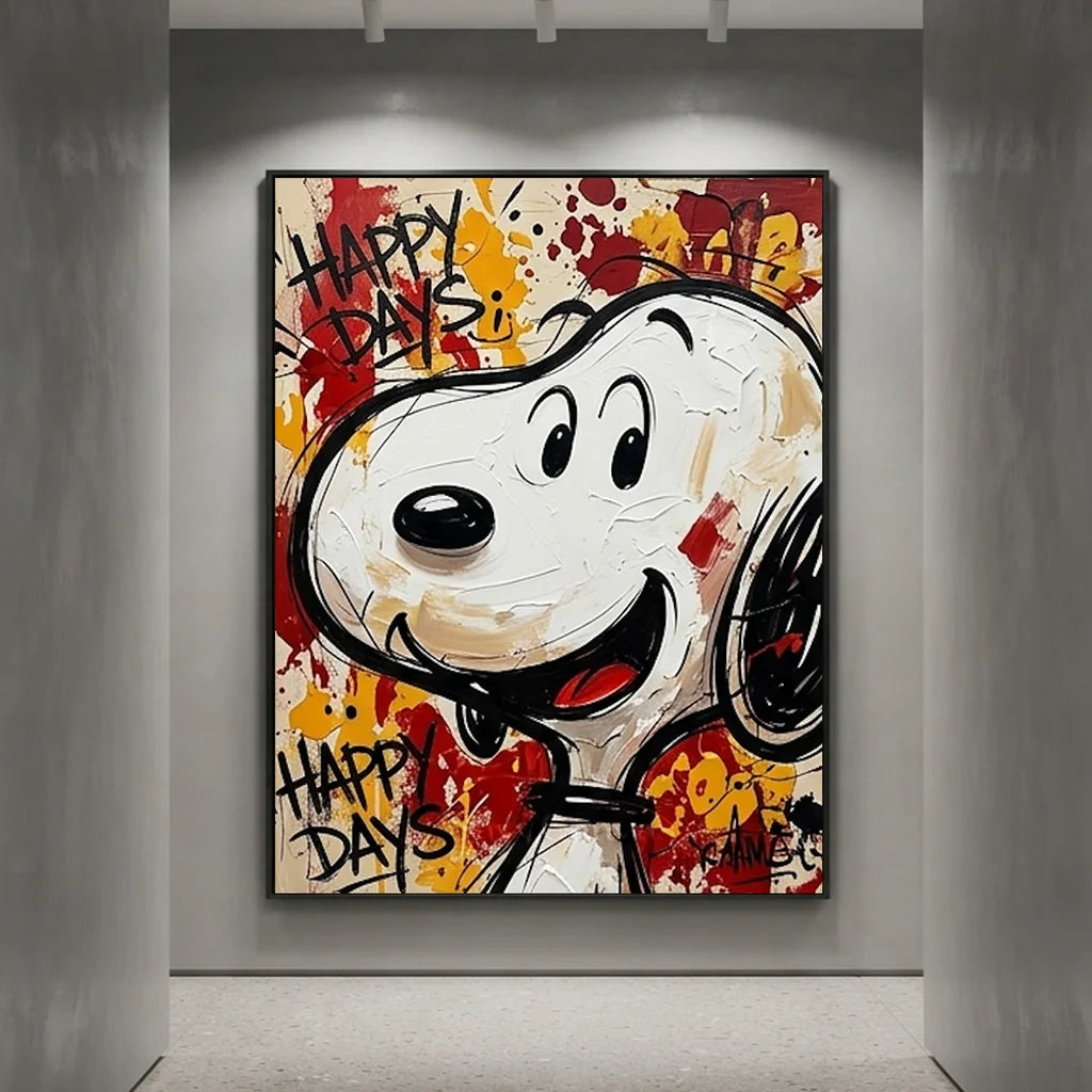 Handmade Pop Art Snoopy Happy Days Oil Painting #SS 394