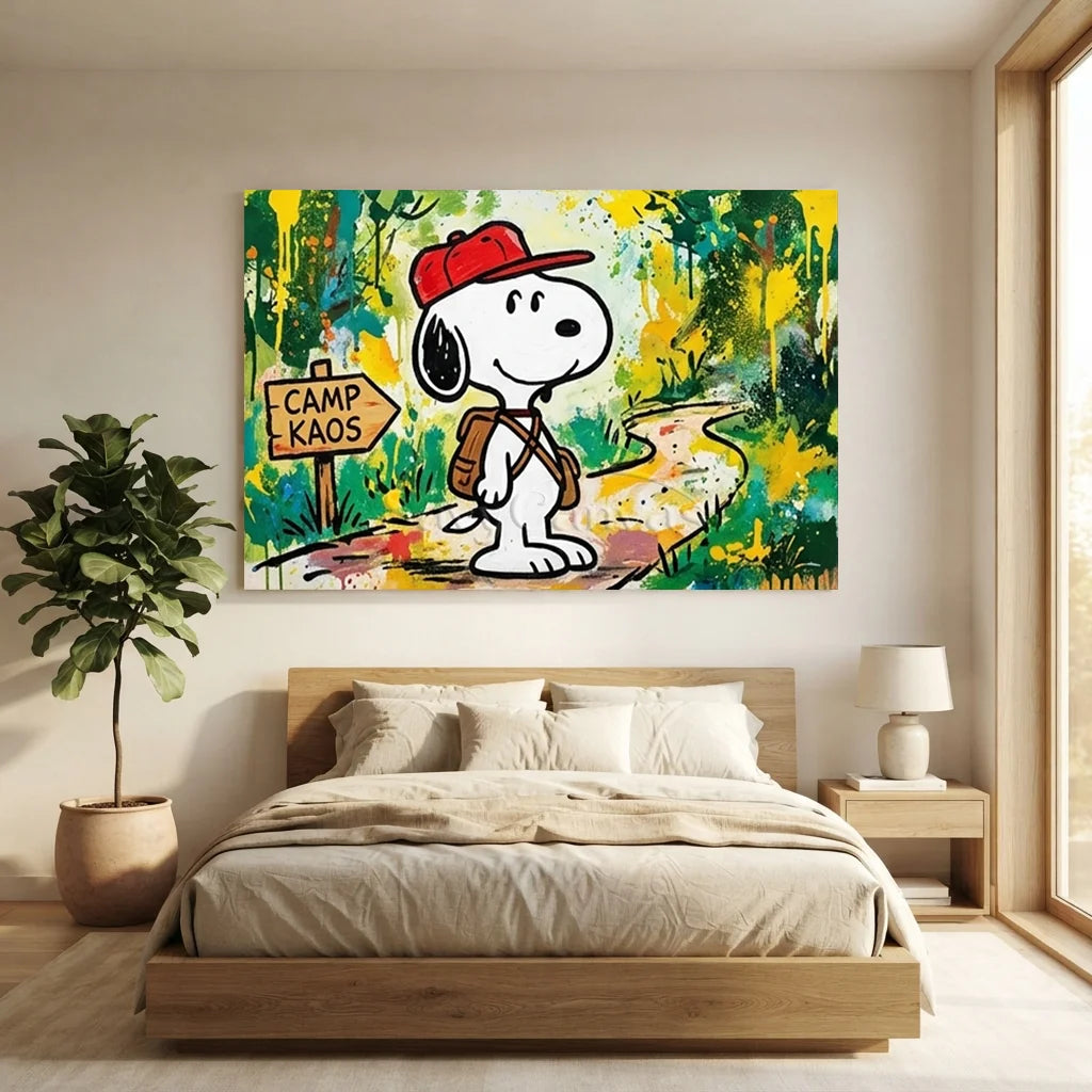 Pop Art Snoopy Camping Handmade Canvas Painting #SS 403