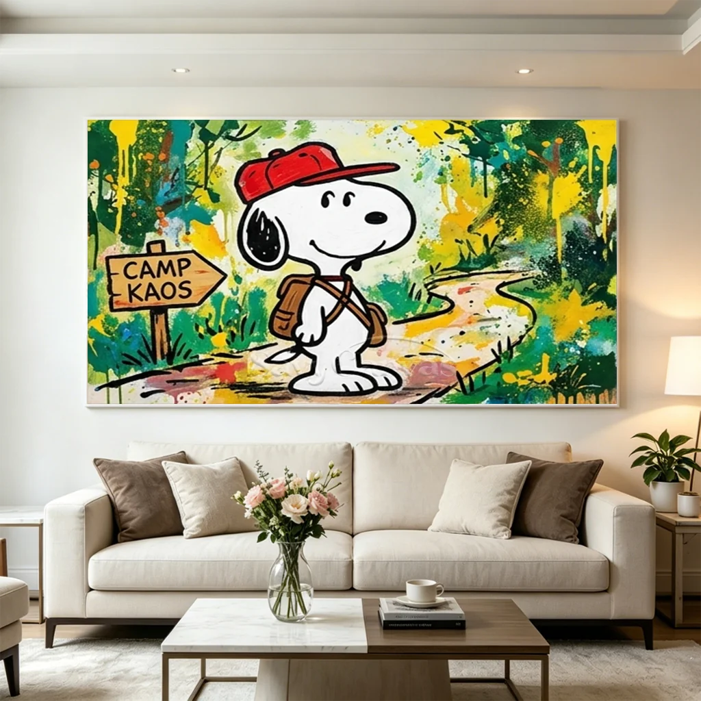 Pop Art Snoopy Camping Handmade Canvas Painting #SS 403