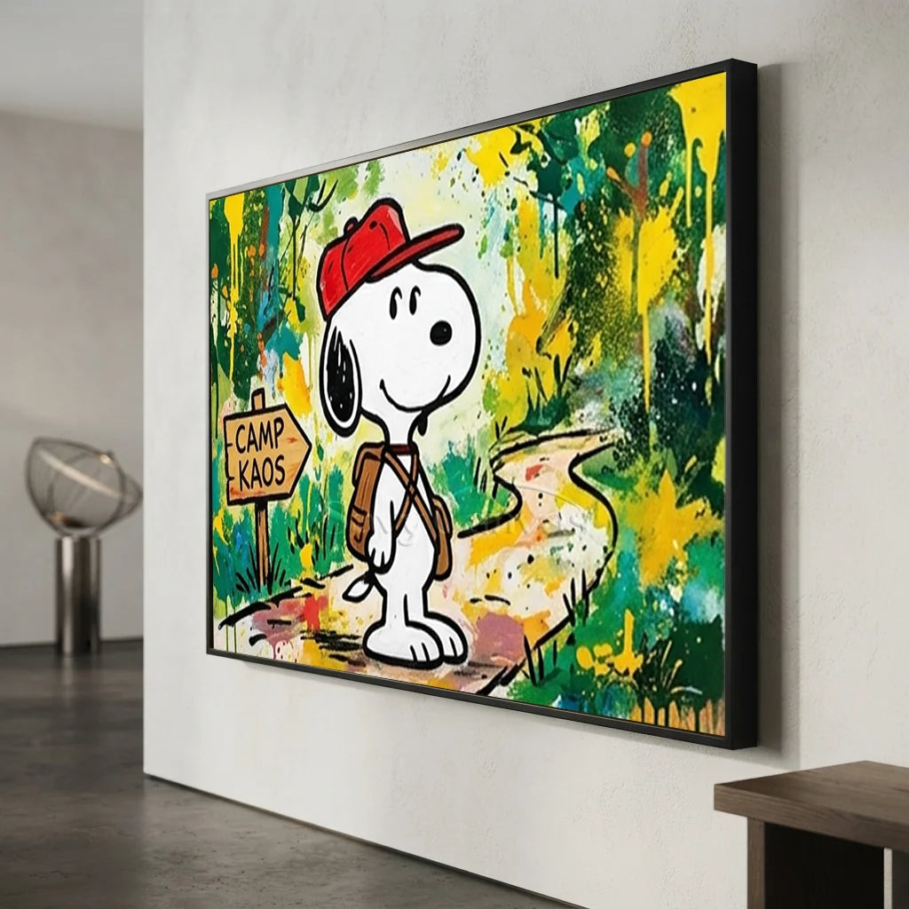 Pop Art Snoopy Camping Handmade Canvas Painting #SS 403