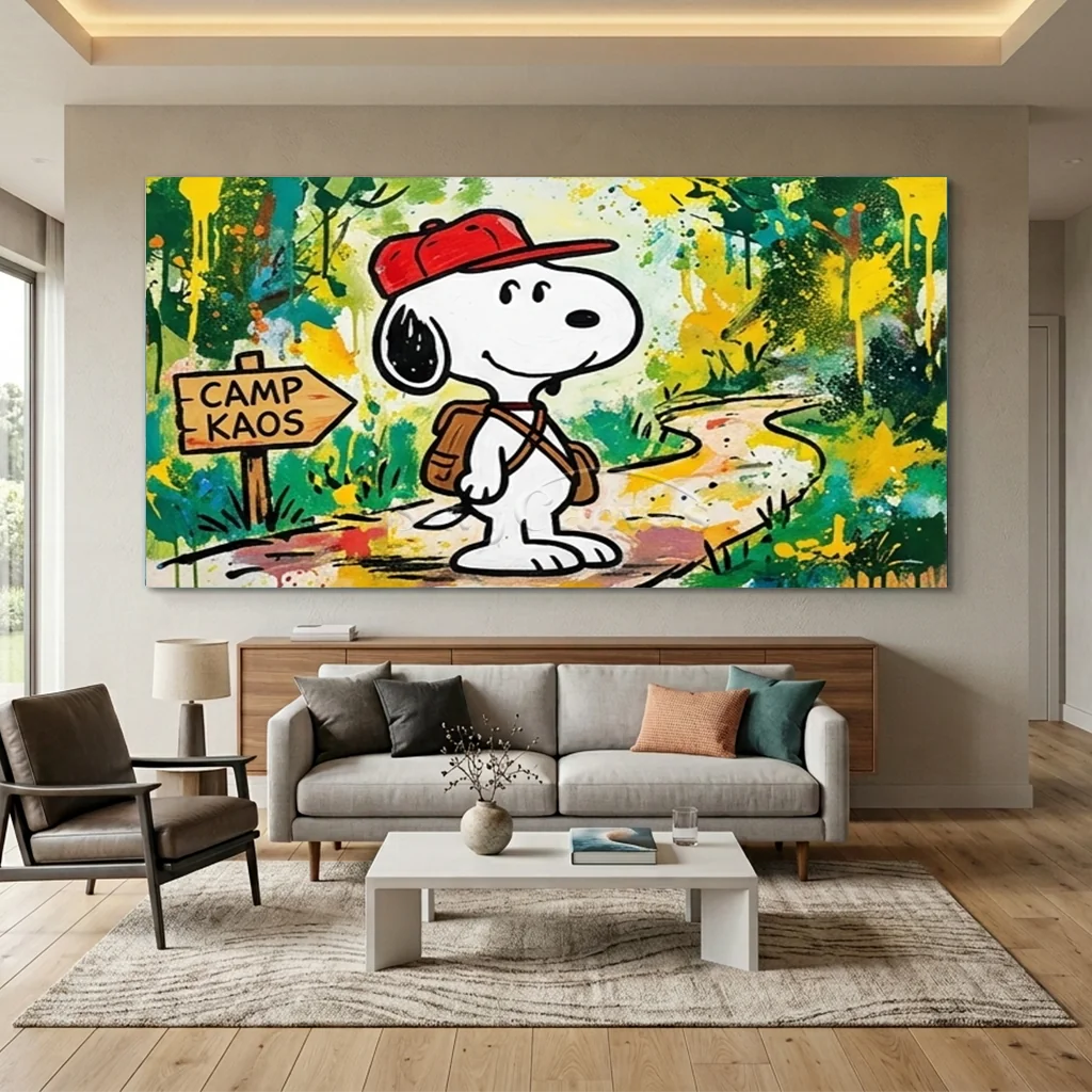 Pop Art Snoopy Camping Handmade Canvas Painting #SS 403