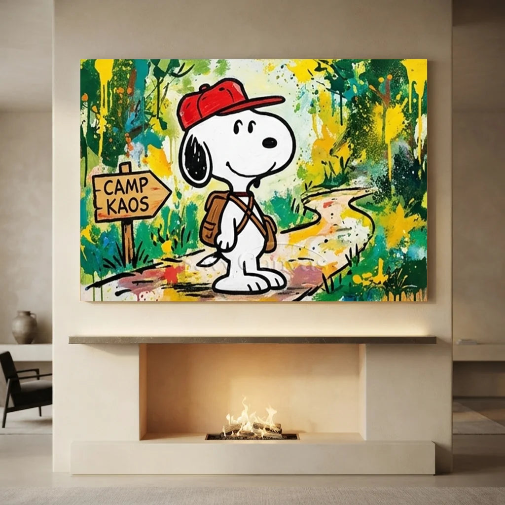 Pop Art Snoopy Camping Handmade Canvas Painting #SS 403