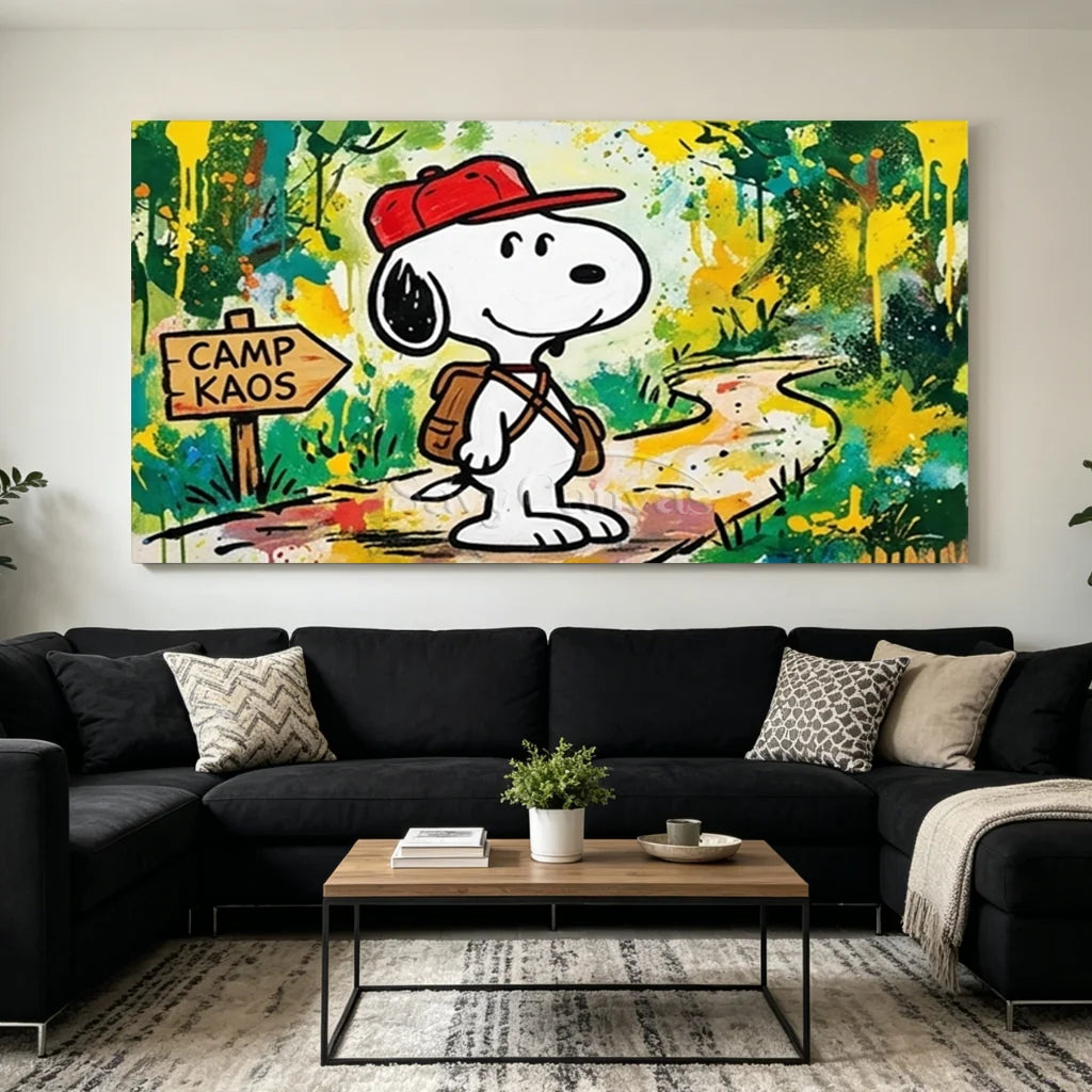 Pop Art Snoopy Camping Handmade Canvas Painting #SS 403