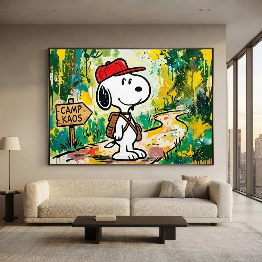 Pop Art Snoopy Camping Handmade Canvas Painting #SS 403
