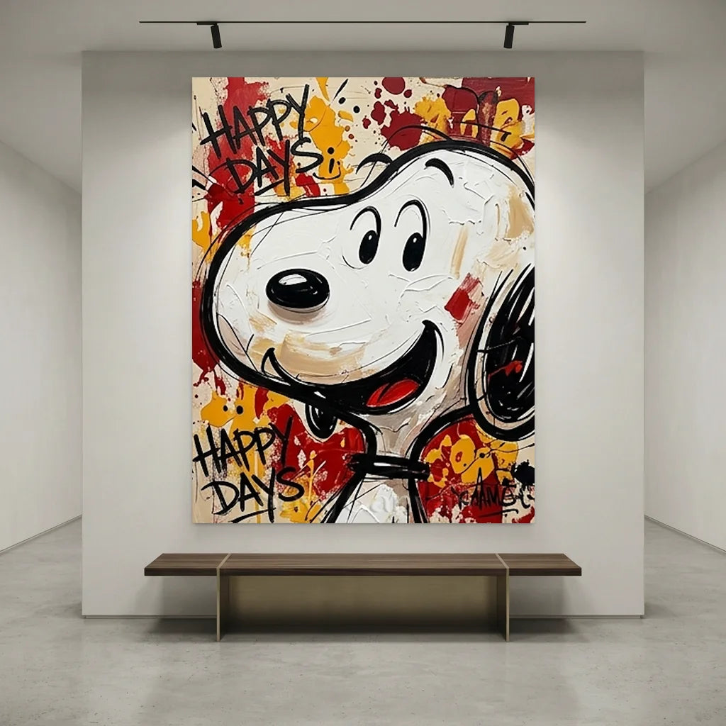 Handmade Pop Art Snoopy Happy Days Oil Painting #SS 394