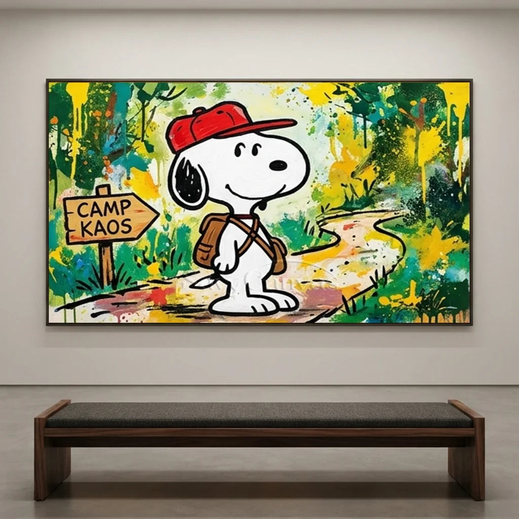 Pop Art Snoopy Camping Handmade Canvas Painting #SS 403