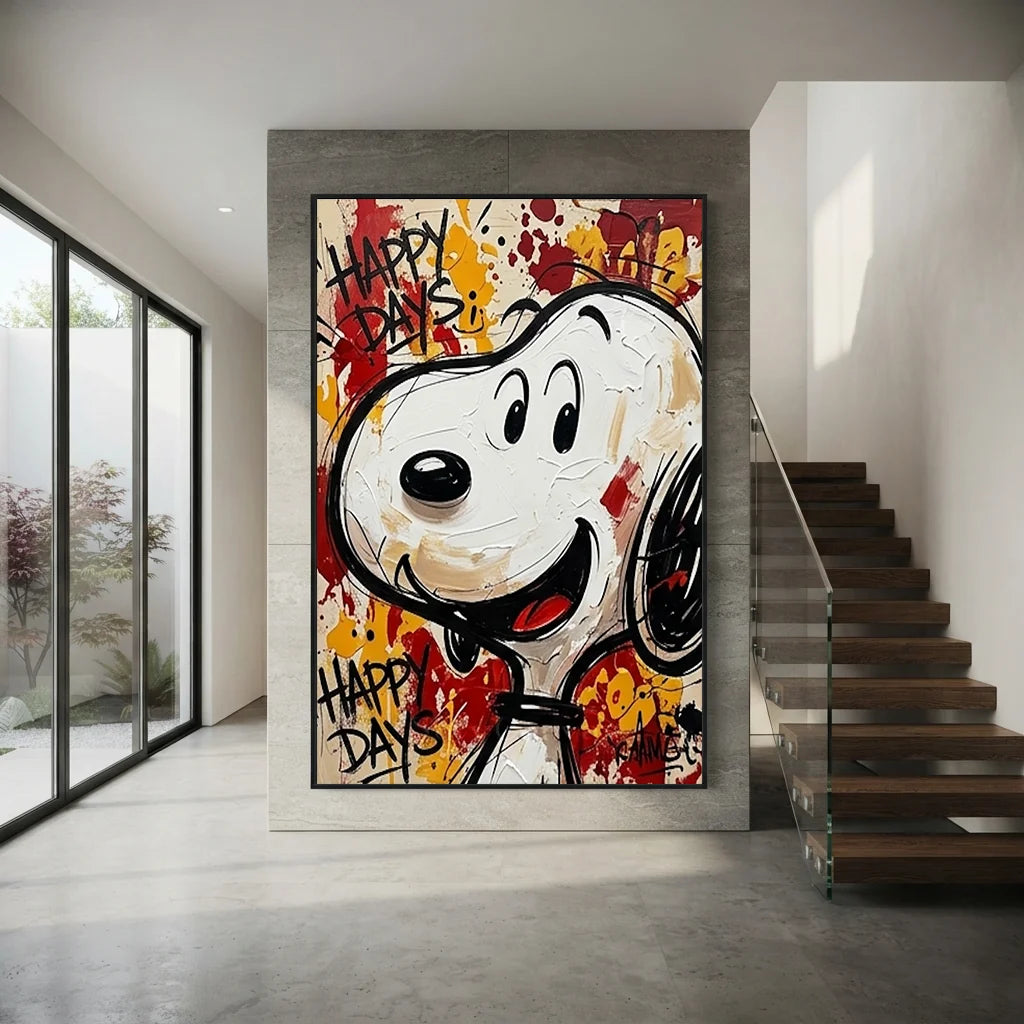 Handmade Pop Art Snoopy Happy Days Oil Painting #SS 394