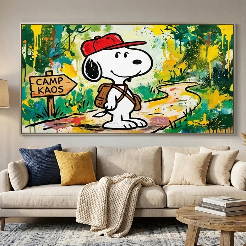 Pop Art Snoopy Camping Handmade Canvas Painting #SS 403