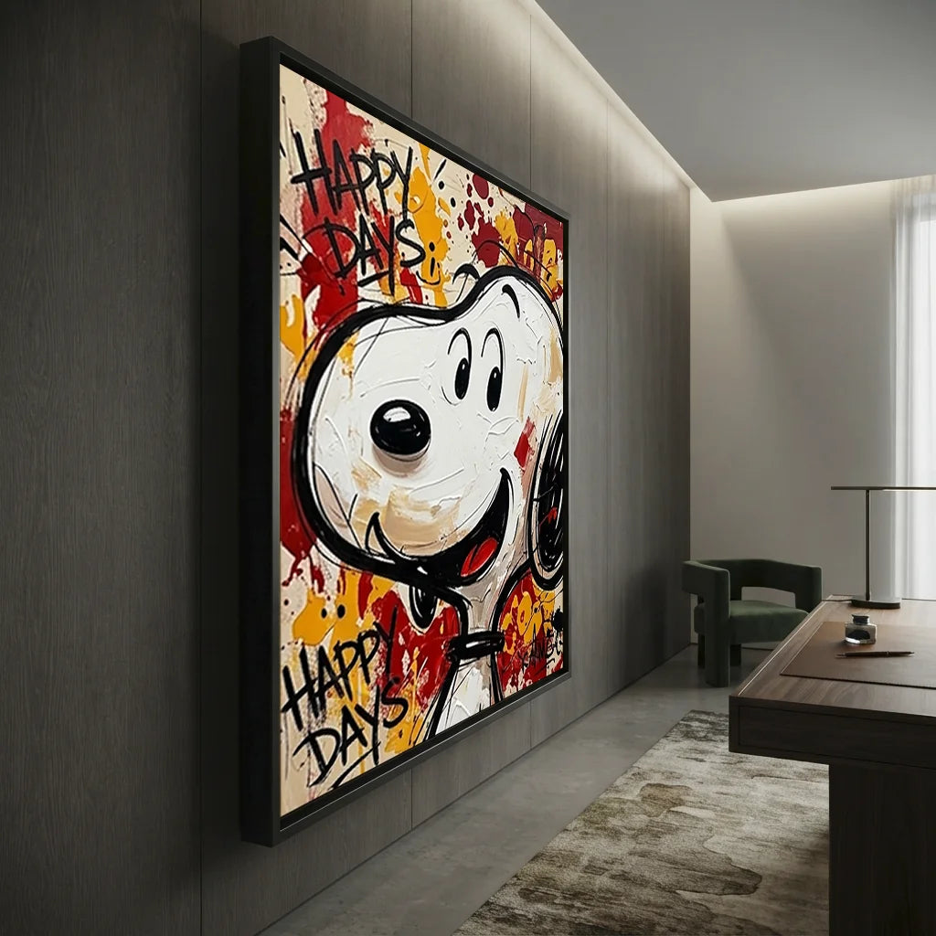 Handmade Pop Art Snoopy Happy Days Oil Painting #SS 394