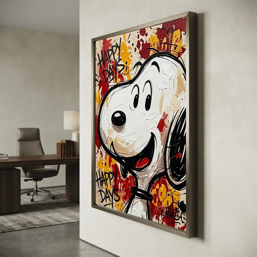 Handmade Pop Art Snoopy Happy Days Oil Painting #SS 394