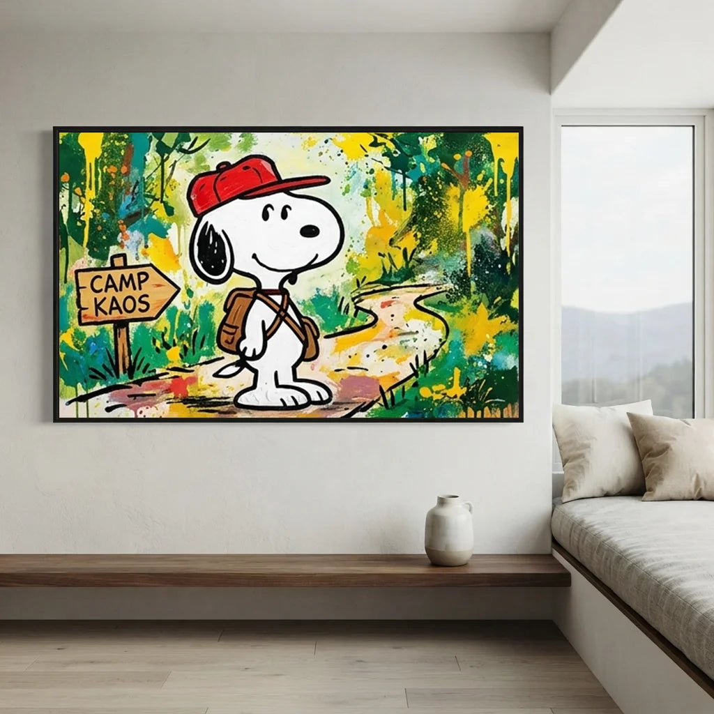 Pop Art Snoopy Camping Handmade Canvas Painting #SS 403