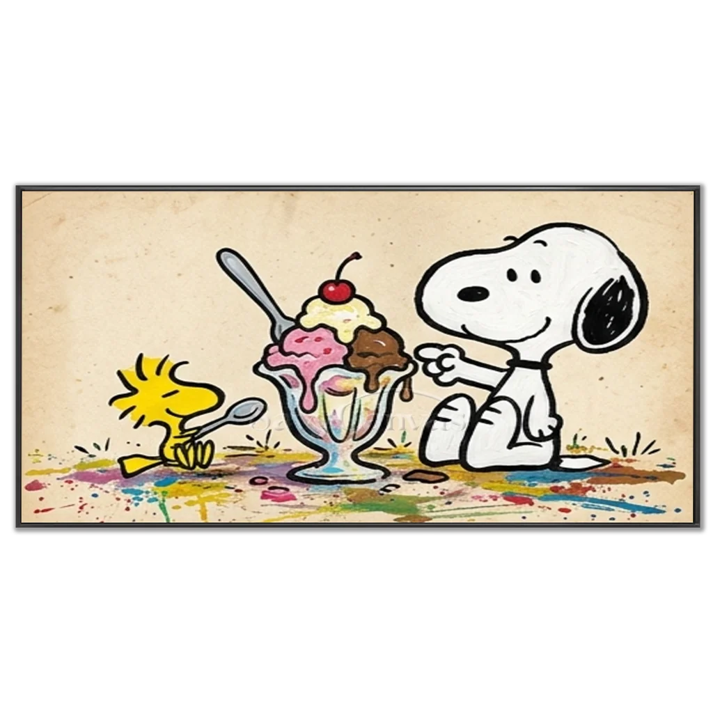 Handmade Pop Art Snoopy Ice Cream Oil Painting #SS 404