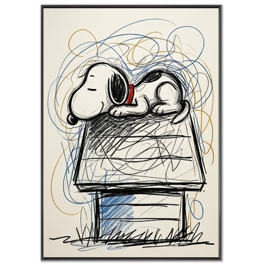 Handmade Pop Art Snoopy Sleeping Oil Painting - Minimalist #SS 395